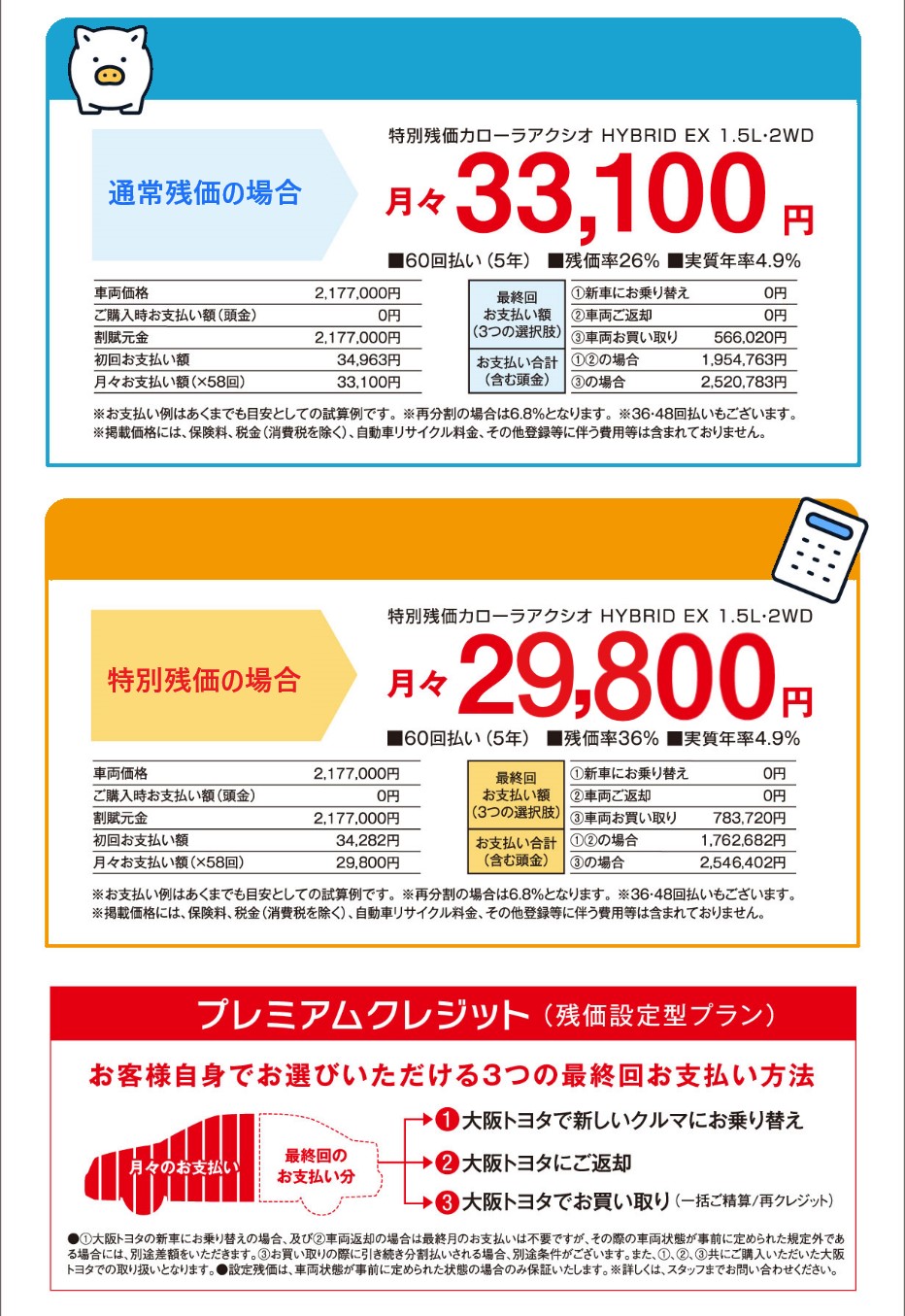 カローラアクシオ特別残価 | トヨタ車のことなら、大阪トヨタNorth