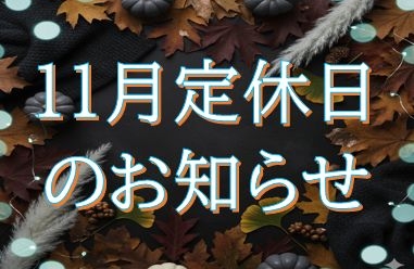 ☆11月定休日のお知らせ☆